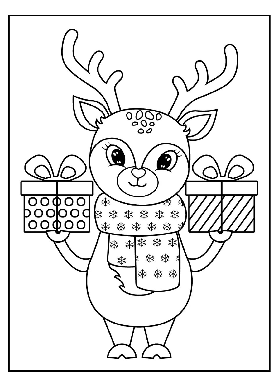 Reindeer Coloring Pages Gifts Download Printable PDF Templateroller