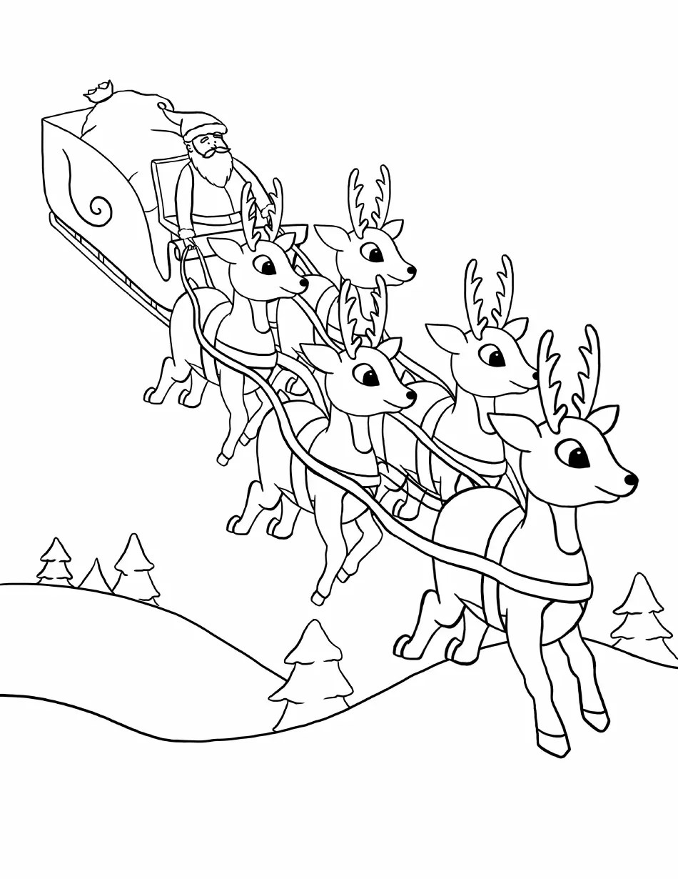 Reindeer Coloring Pages Santa Download Printable PDF Templateroller