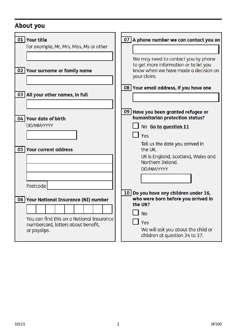 Form SF100 Download Fillable PDF or Fill Online Sure Start Maternity