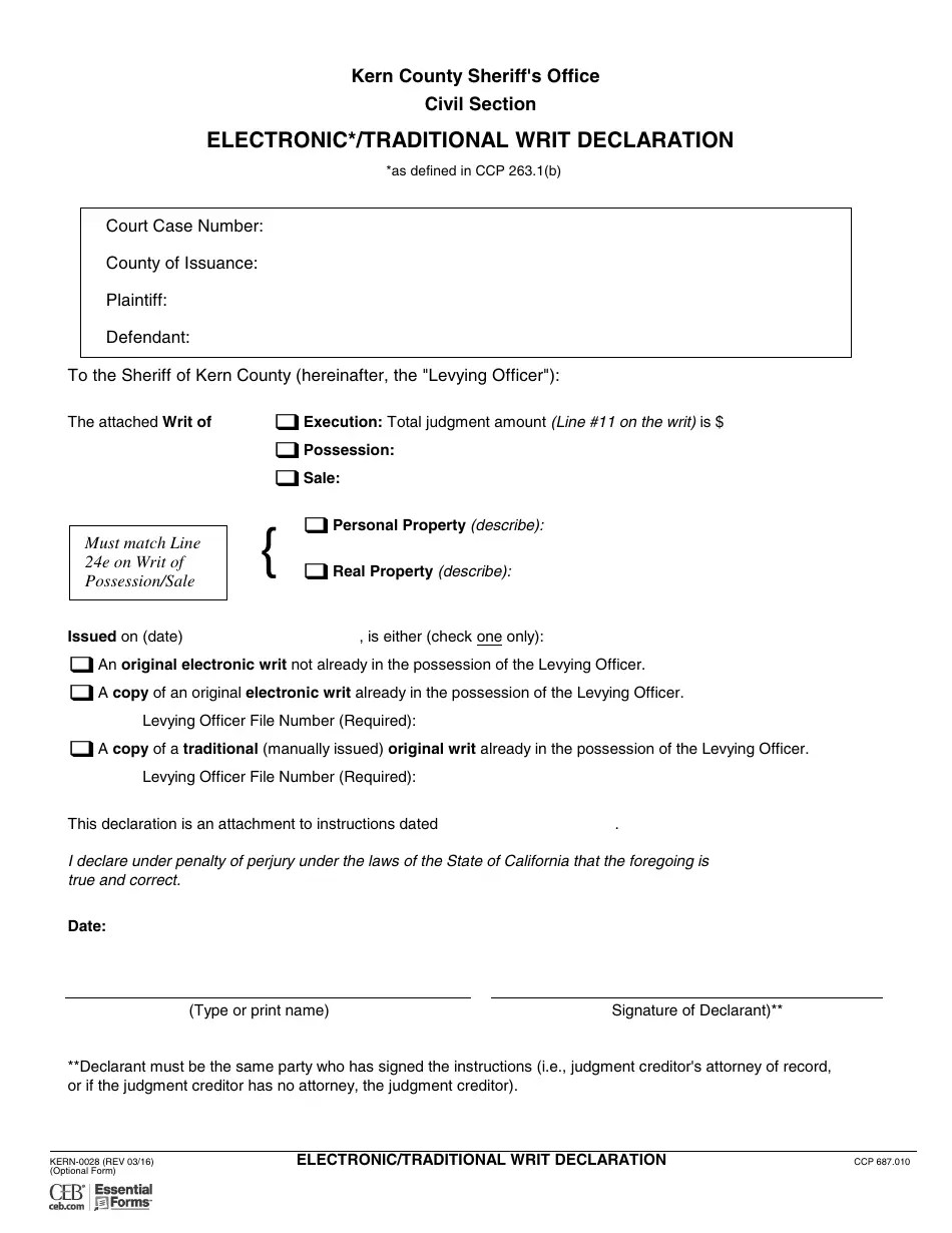 Form KERN0028 Fill Out, Sign Online and Download Printable PDF