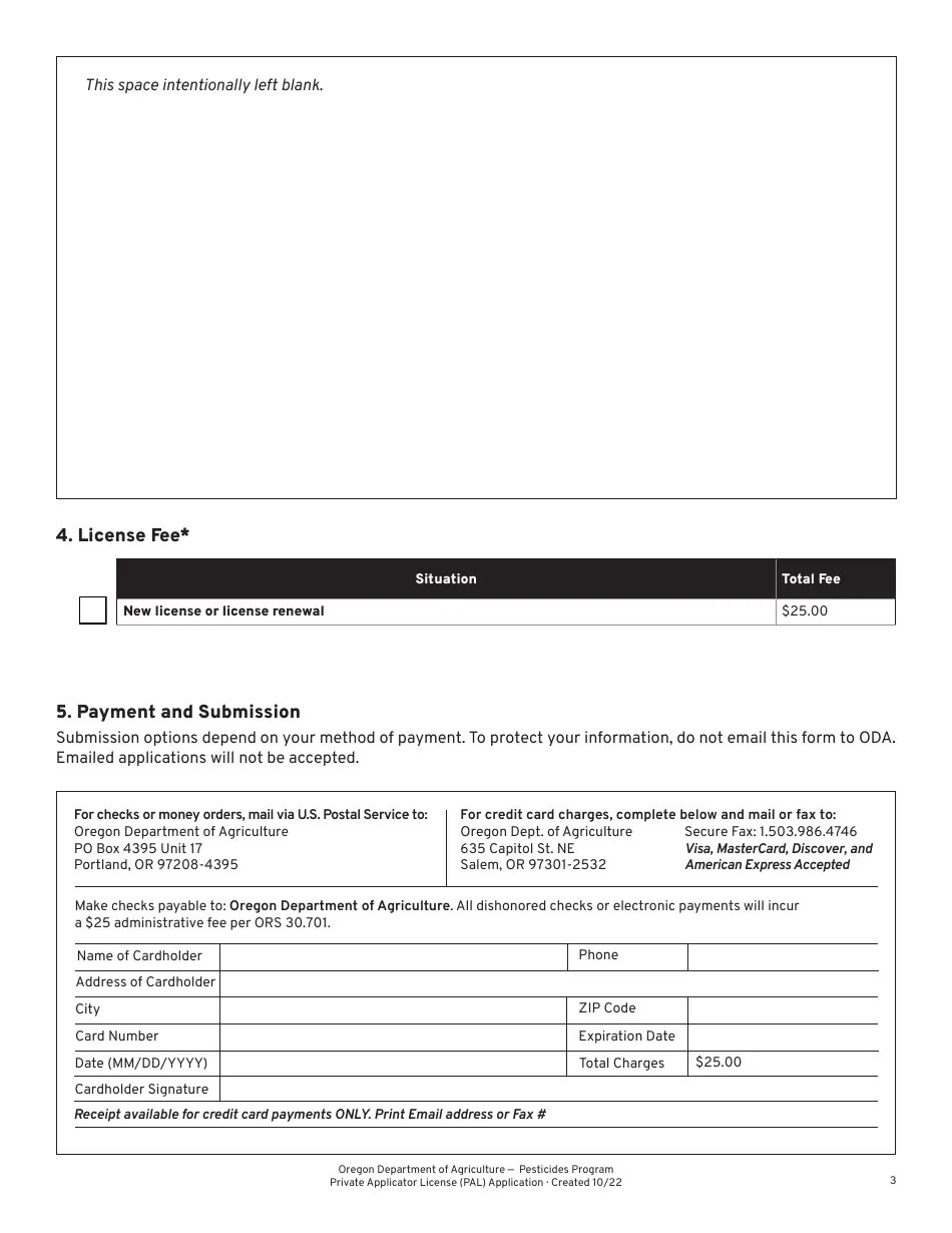 Oregon Private Applicator License (Pal) Application Fill Out, Sign Online and Download PDF