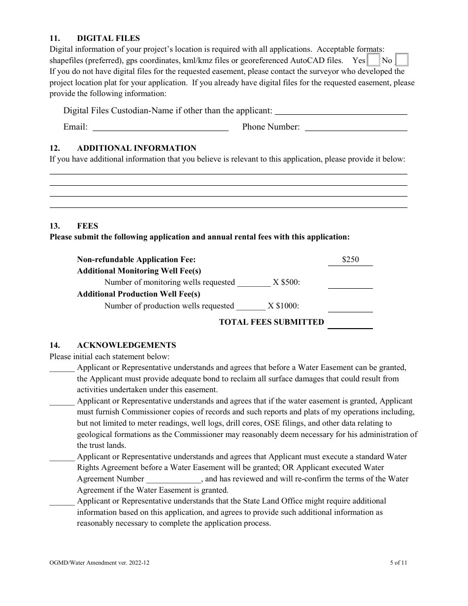 New Mexico Application for Amendment of Water Easement Fill Out, Sign