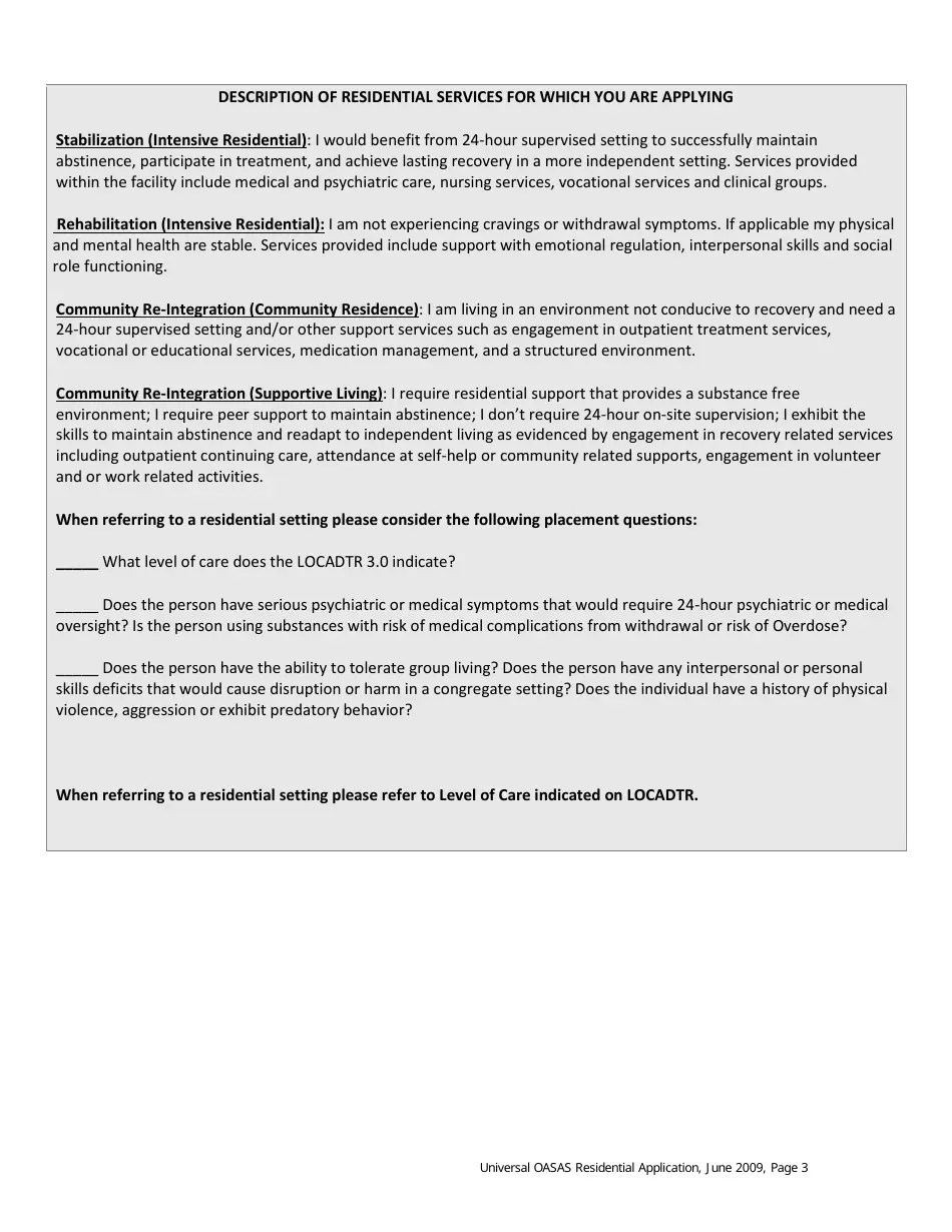 Monroe County, New York Application for Monroe County Oasas Residential