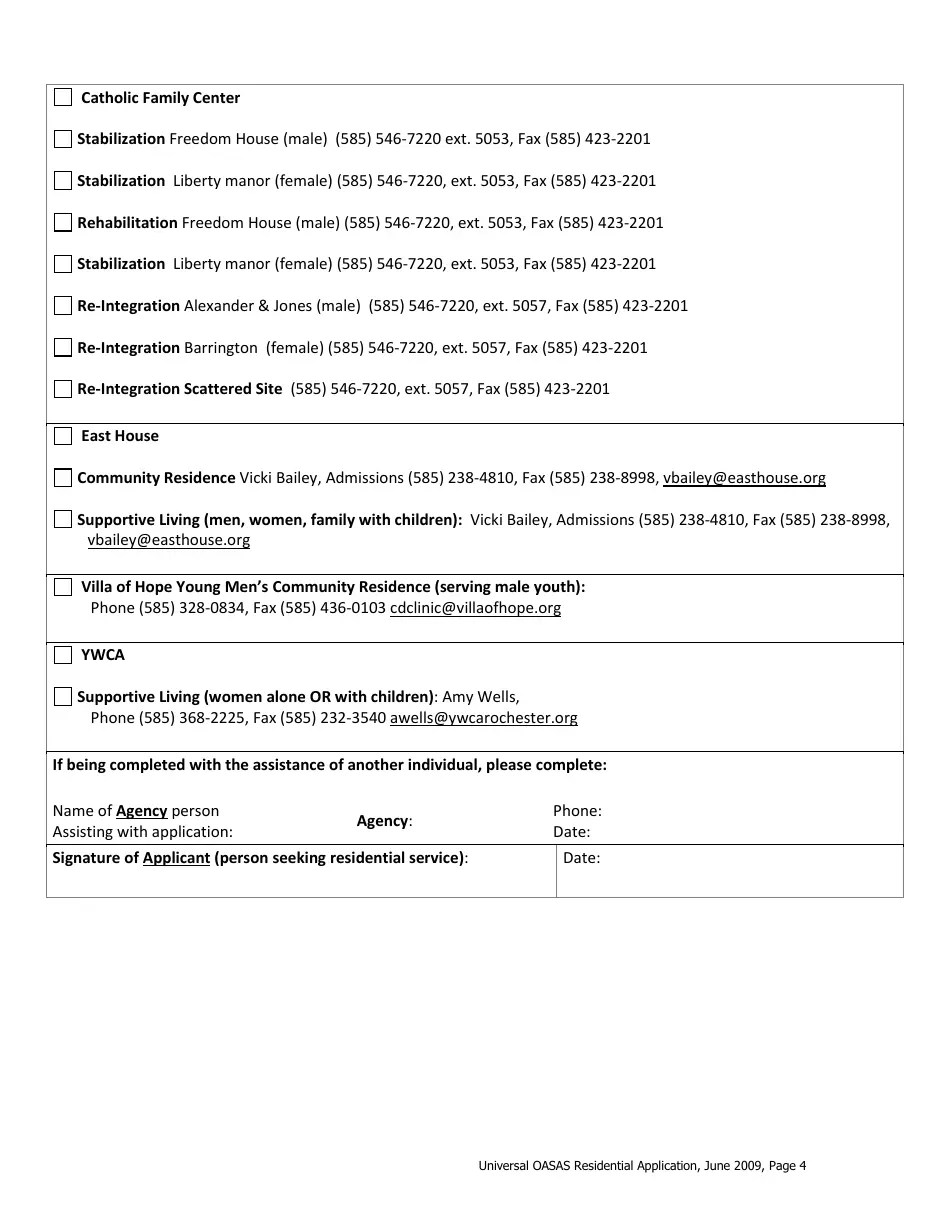 Monroe County, New York Application for Monroe County Oasas Residential Services Fill Out