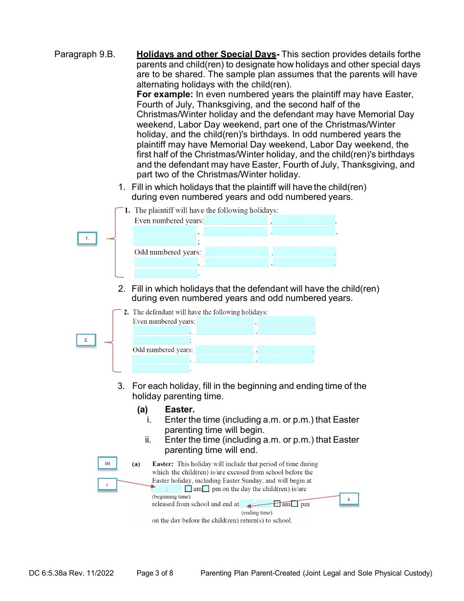 Download Instructions for Form DC65.38 Parenting Plan ParentCreated