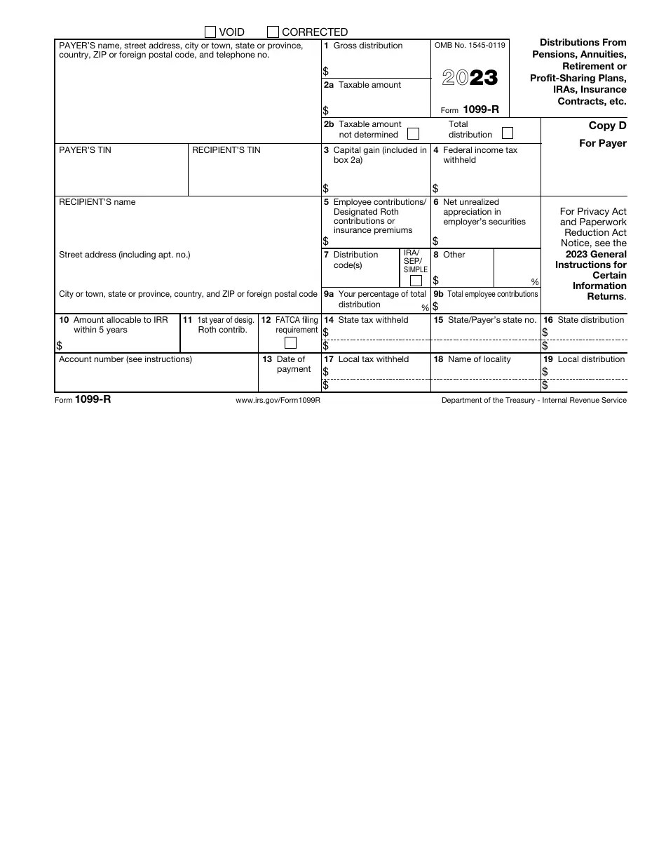 IRS Form 1099-R Download Fillable PDF or Fill Online Distributions From