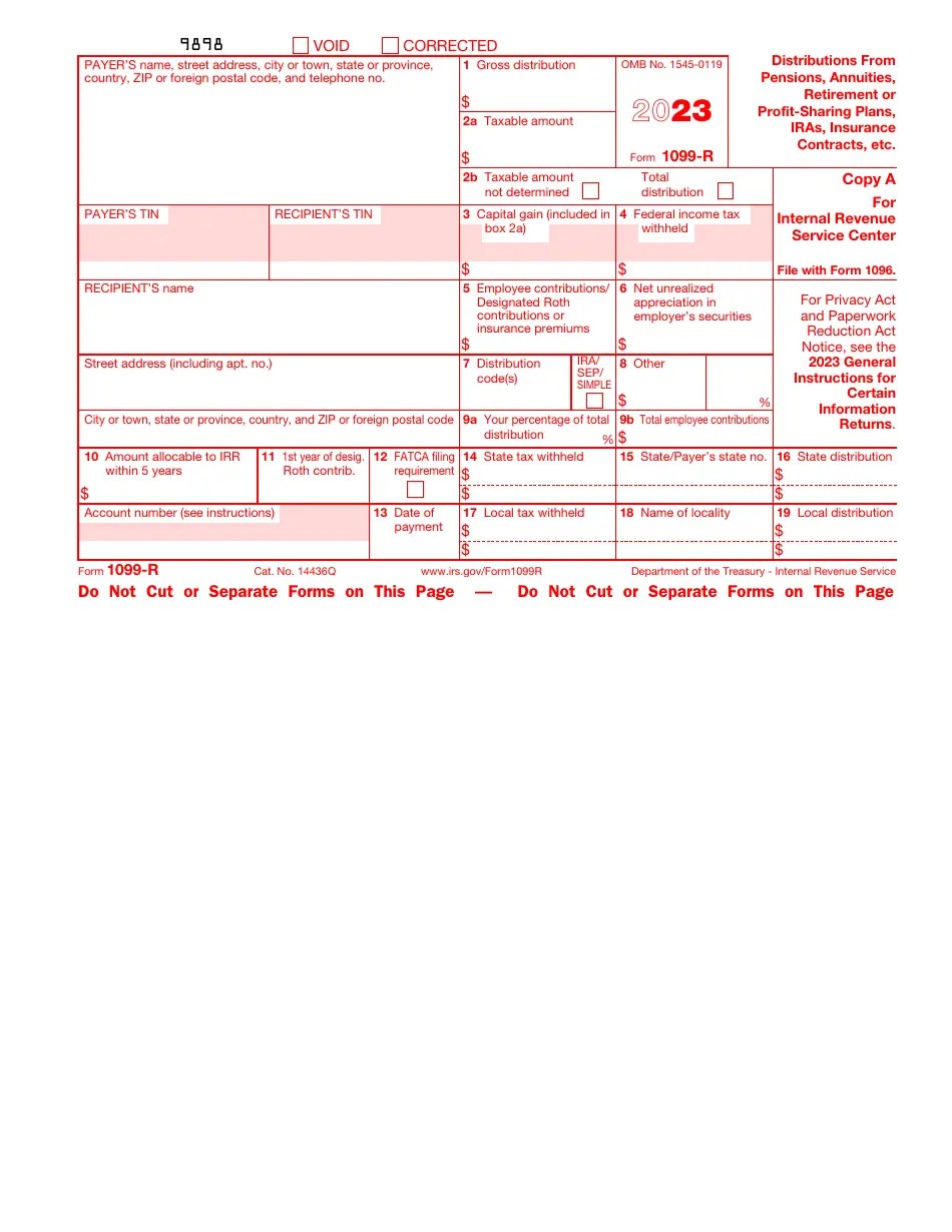 IRS Form 1099-R Download Fillable PDF or Fill Online Distributions From