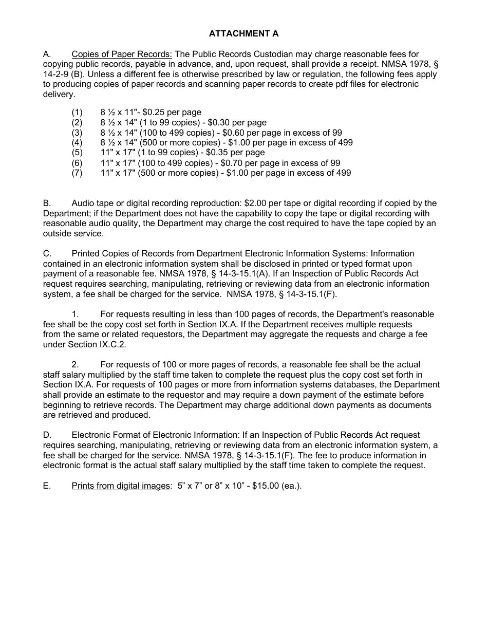 New Mexico Inspection of Public Records Request Form Fill Out, Sign