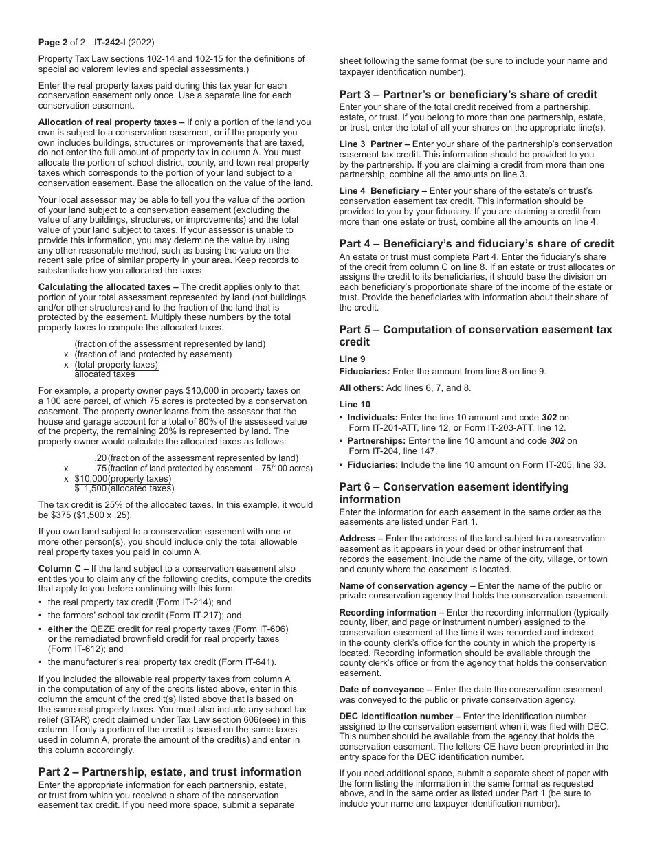 Download Instructions for Form IT242 Claim for Conservation Easement