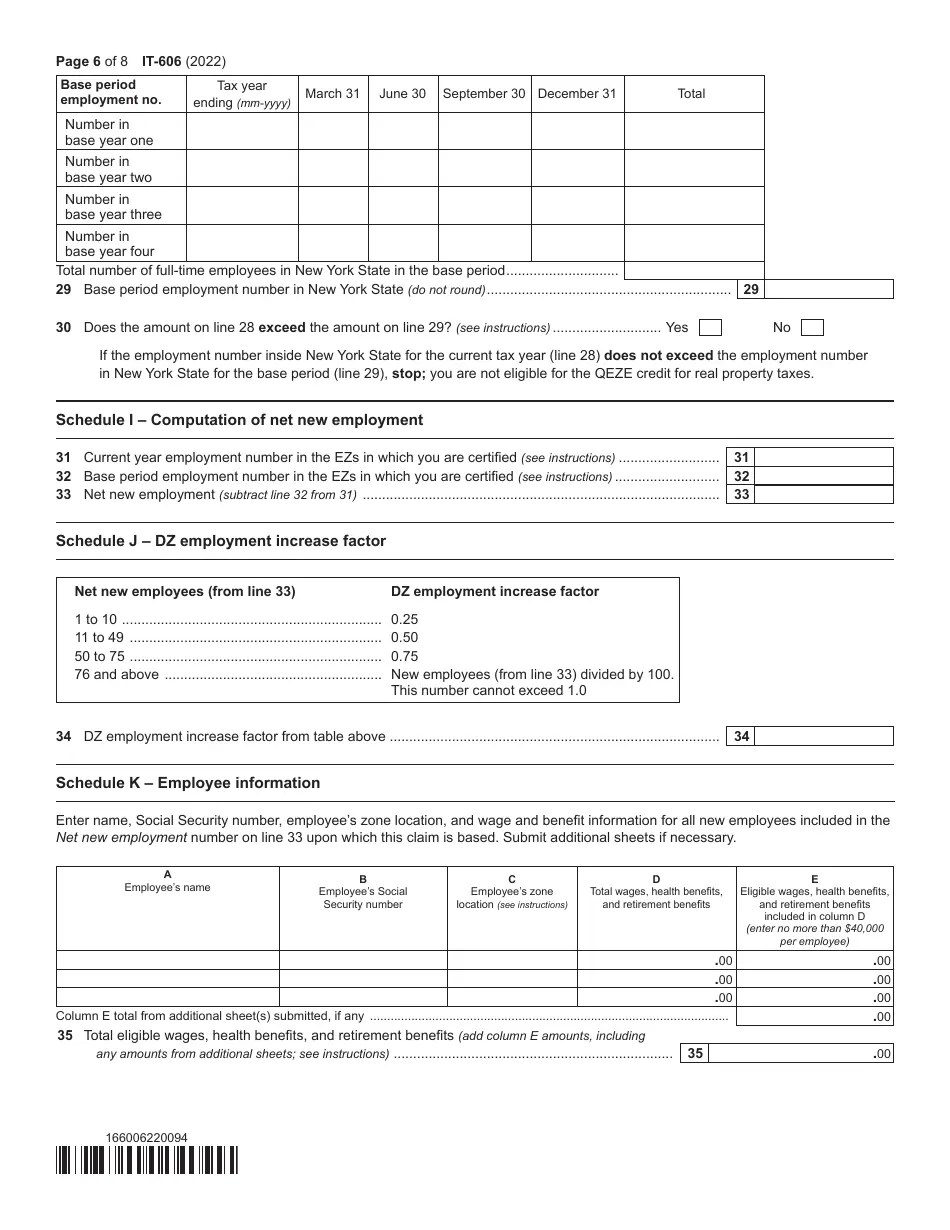 Form IT606 Download Fillable PDF or Fill Online Claim for Qeze Credit