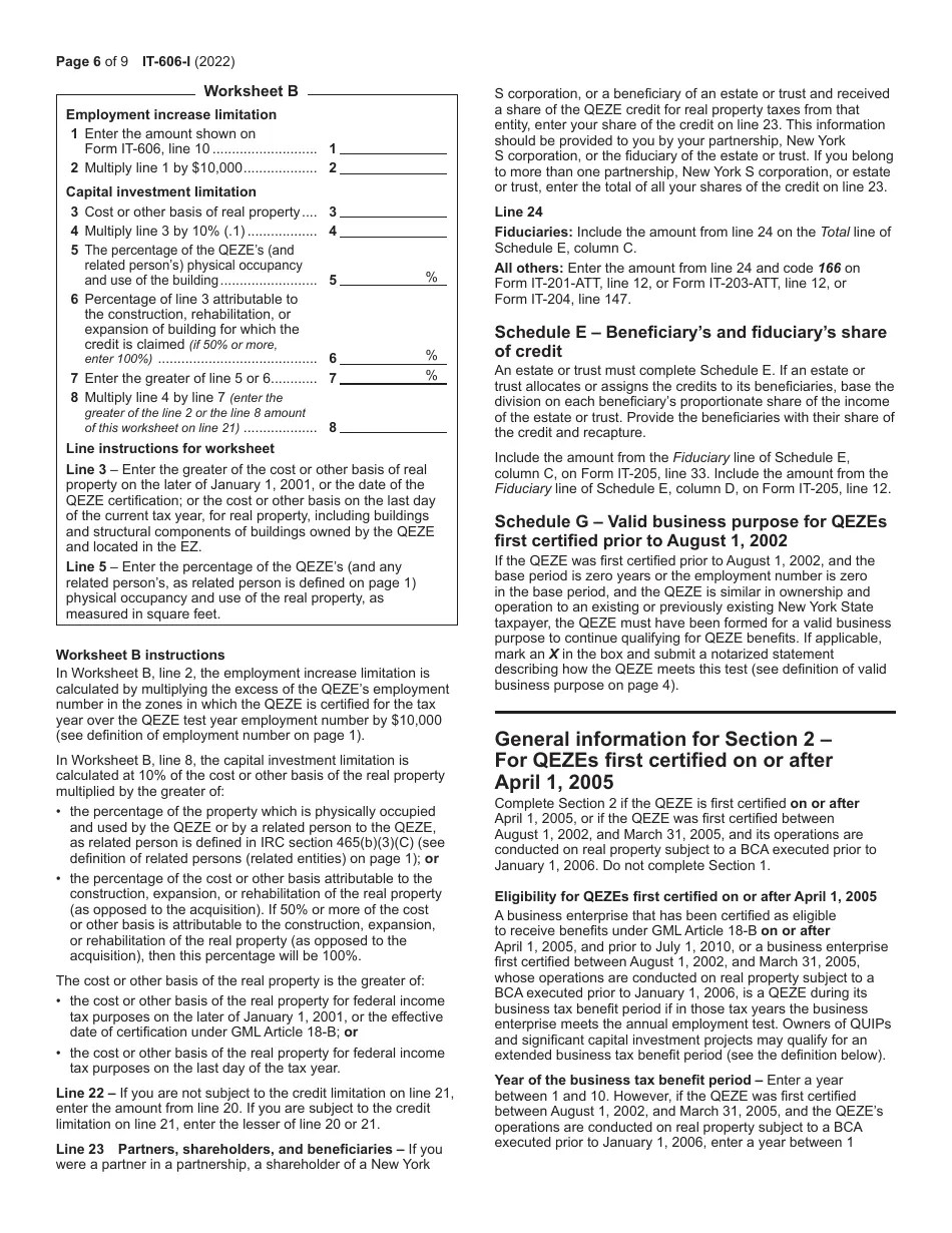 Download Instructions for Form IT606 Claim for Qeze Credit for Real