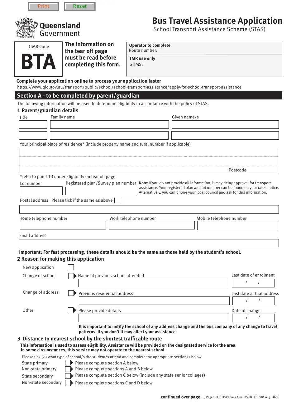 Form F2208 Download Fillable PDF or Fill Online Bus Travel Assistance