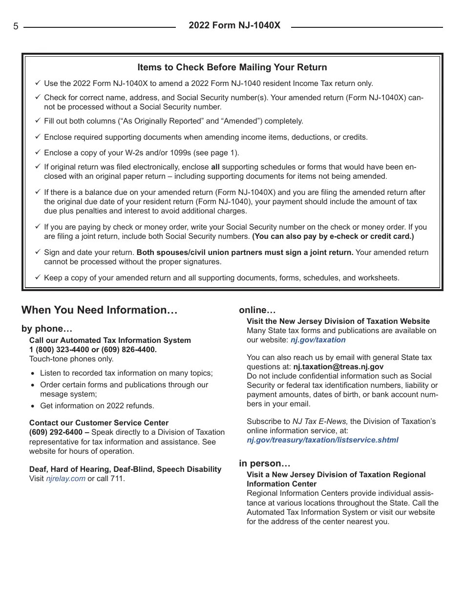 Download Instructions for Form NJ1040X New Jersey Amended Resident