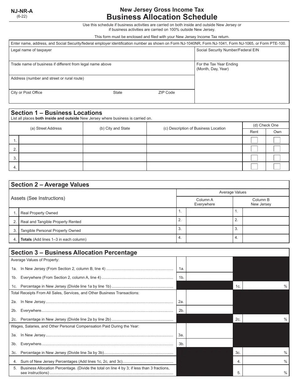 Form NJNRA Fill Out, Sign Online and Download Fillable PDF, New