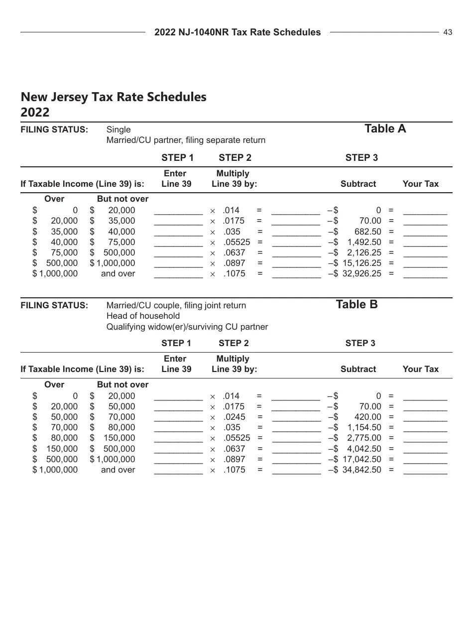 Download Instructions for Form NJ1040NR New Jersey Nonresident