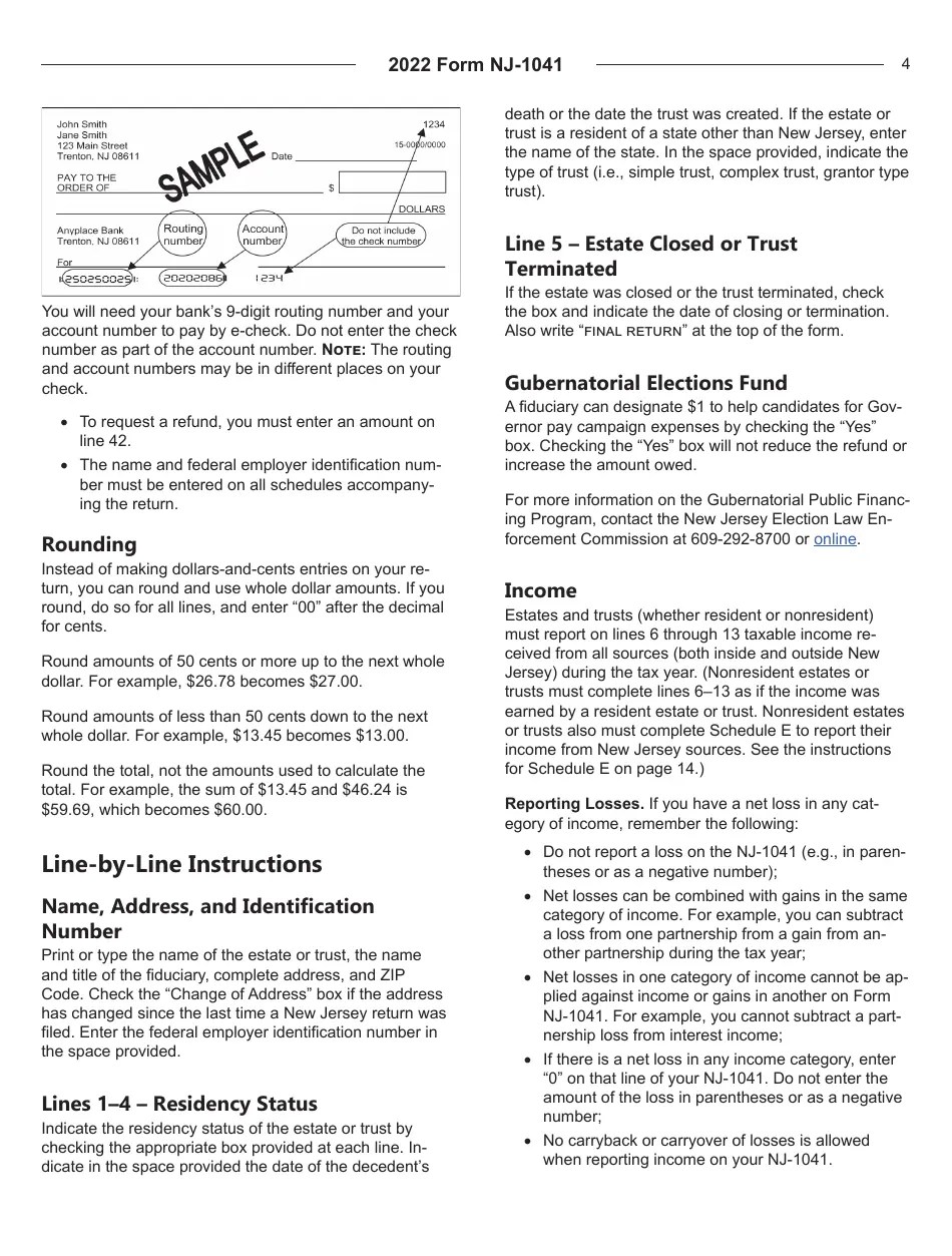 Download Instructions for Form NJ1041 New Jersey Tax Fiduciary