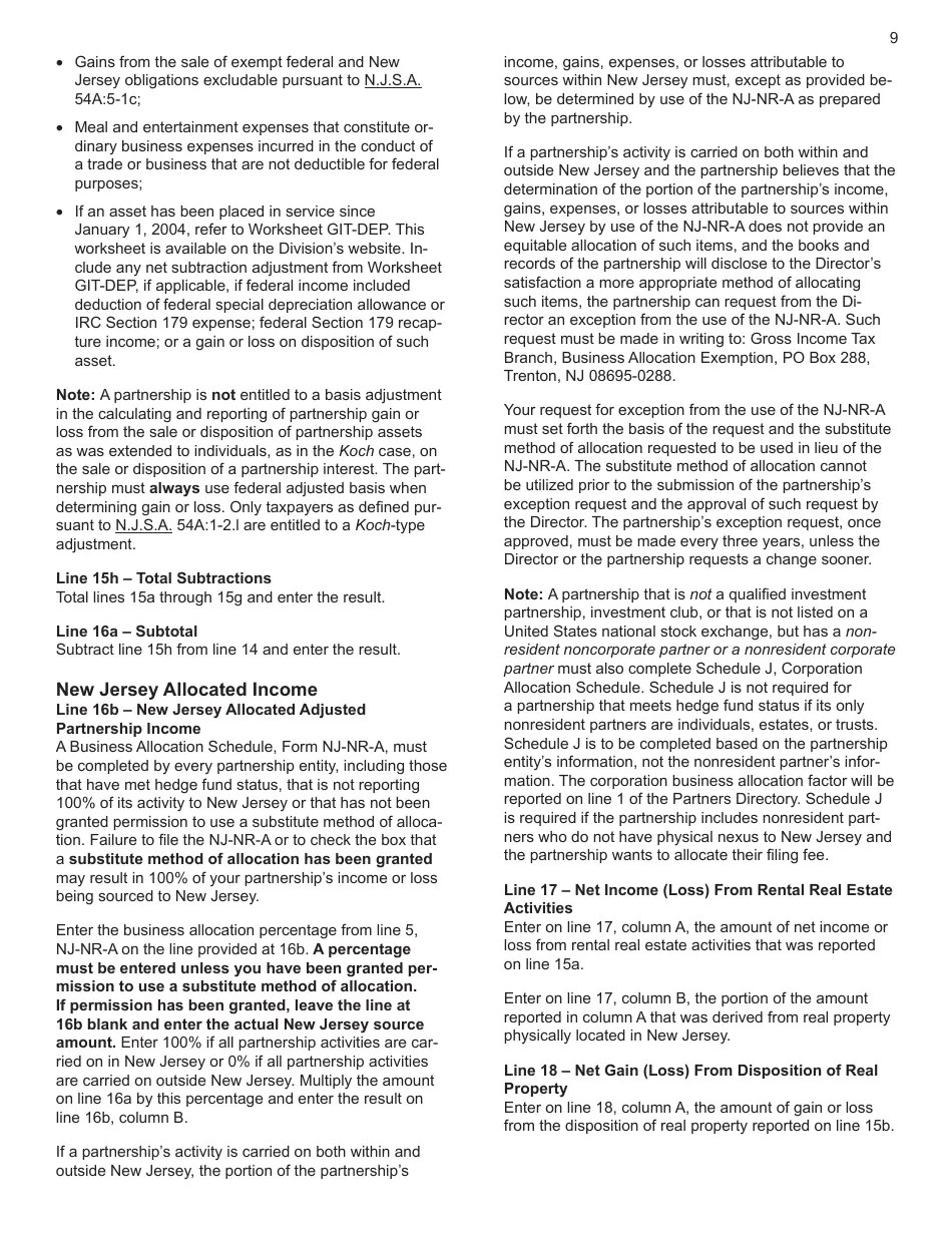 Download Instructions for Form NJ1065 New Jersey Partnership Return PDF, 2022 Templateroller