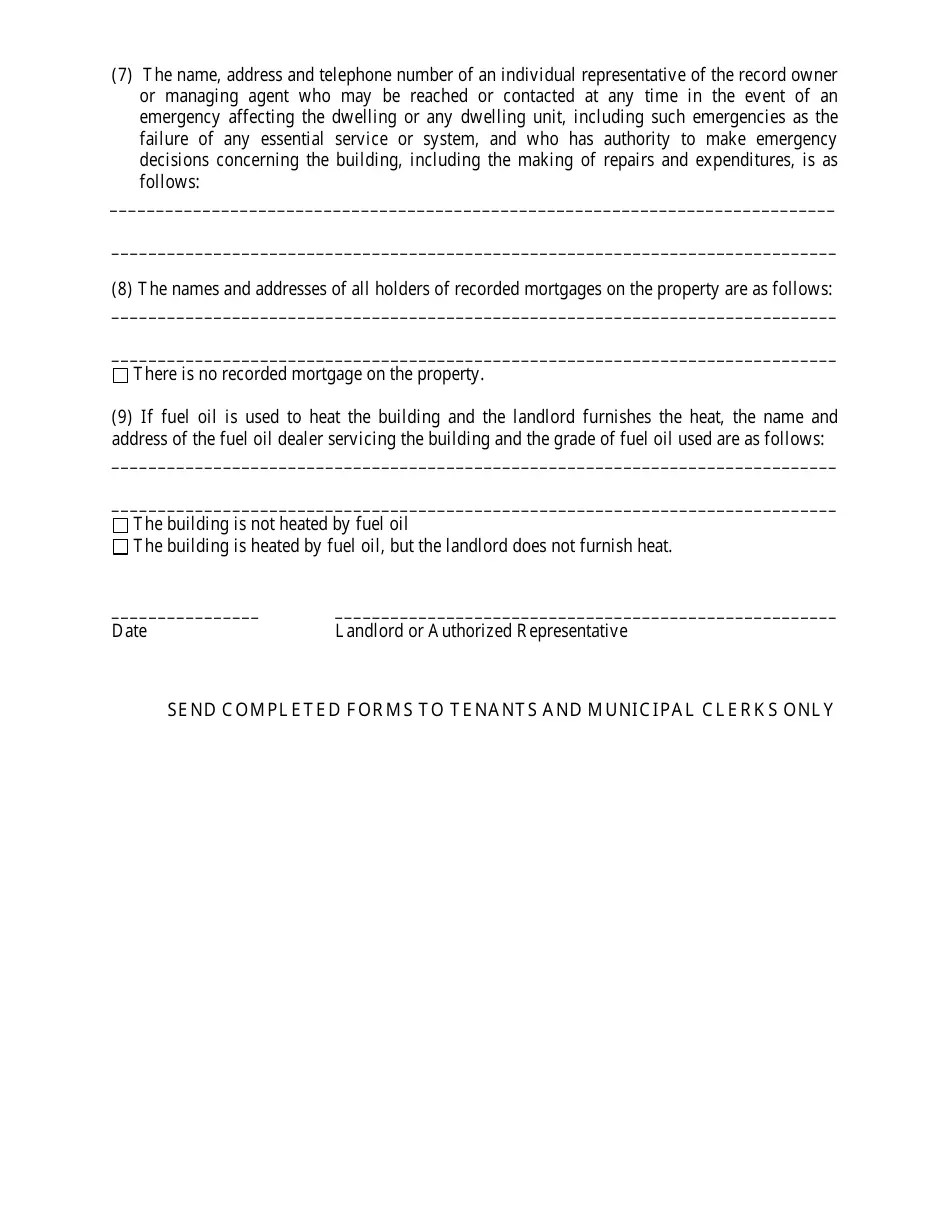 New Jersey Landlord Identity Registration Statement One and TwoUnit Dwelling Registration