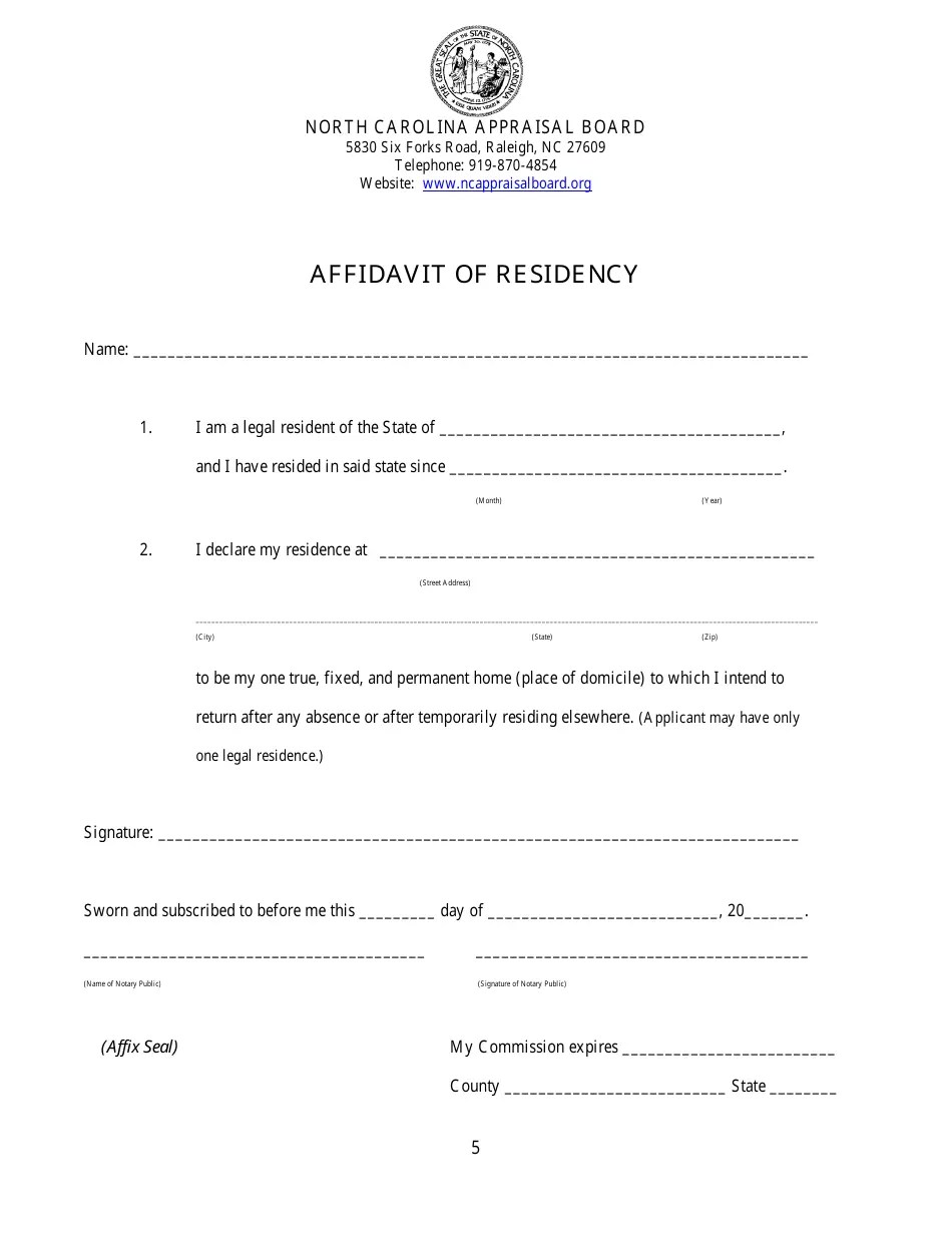 North Carolina Application for Licensure or Certification by