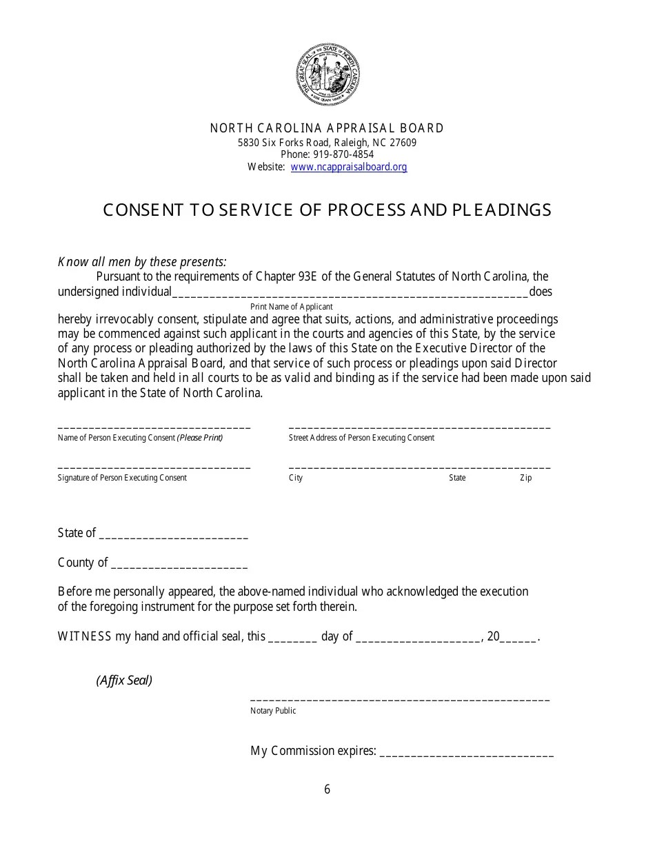 North Carolina Application for Licensure or Certification by