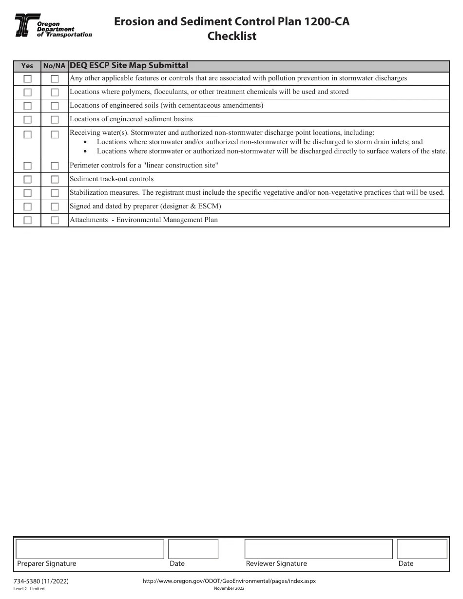 Form 7345380 Download Fillable PDF or Fill Online Erosion and Sediment Control Plan 1200ca