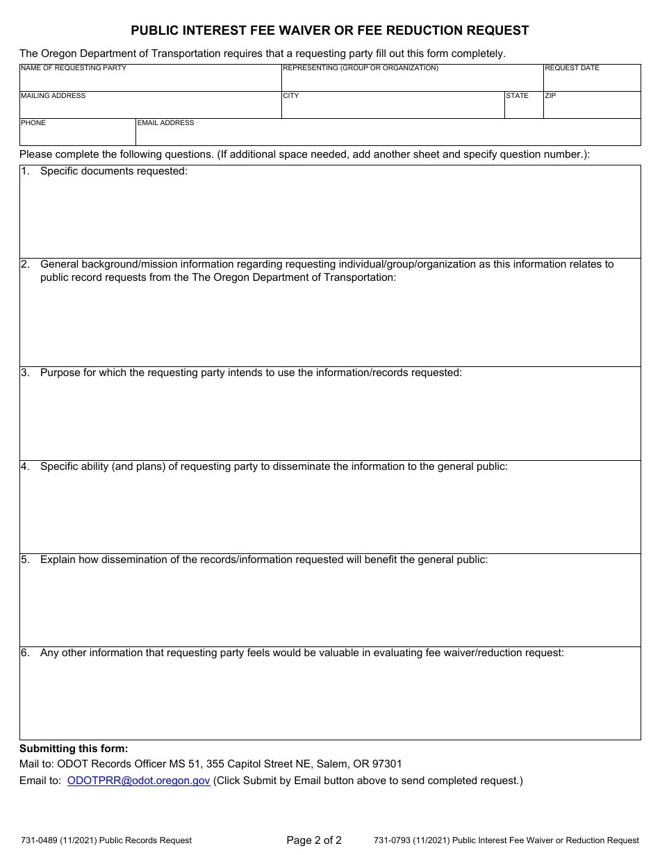 Form 7310489 Fill Out, Sign Online and Download Fillable PDF, Oregon
