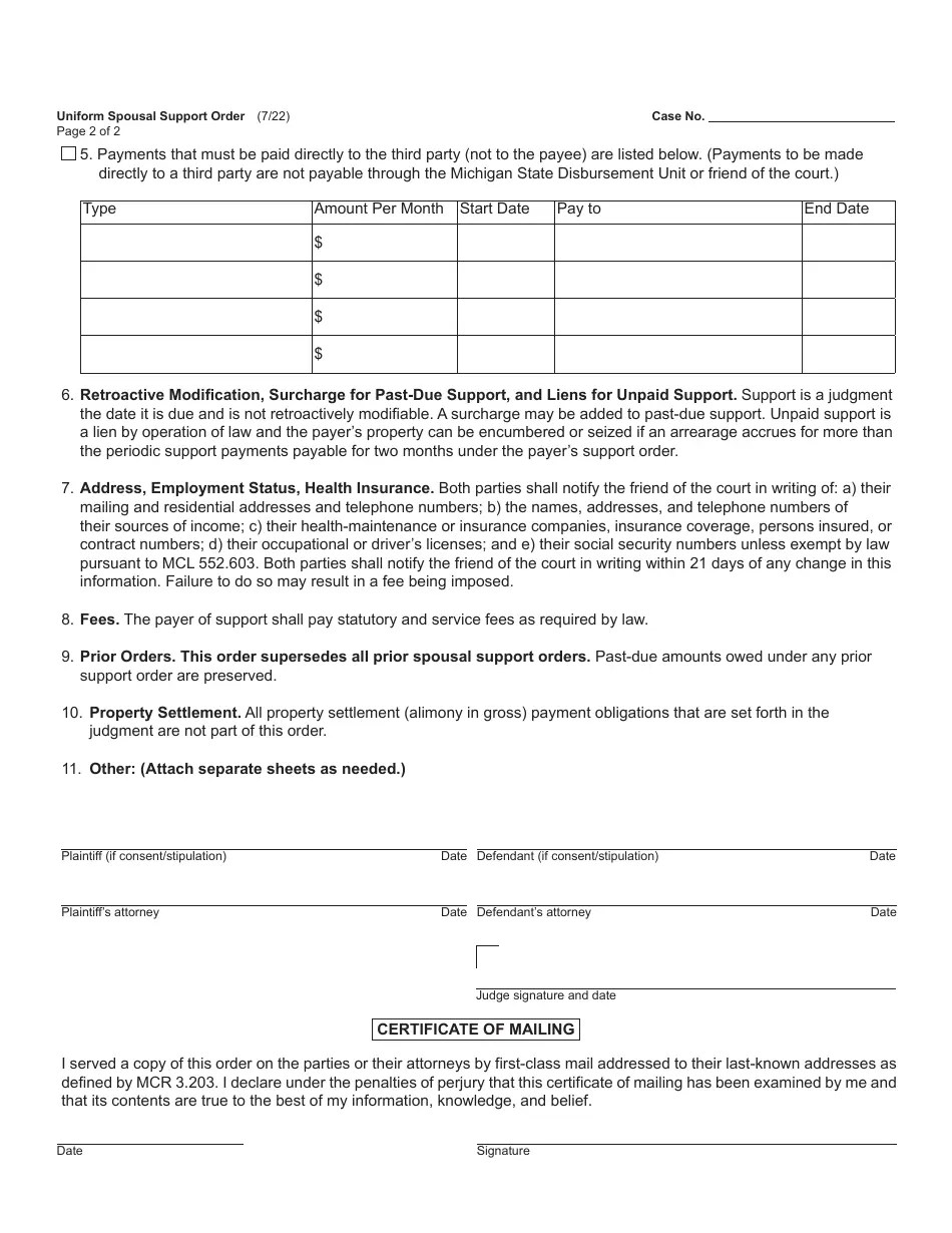 Form FOC10B Download Fillable PDF or Fill Online Uniform Spousal