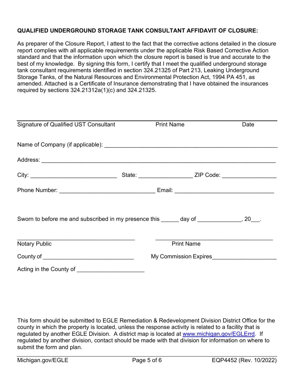 Form EQP4452 Download Fillable PDF or Fill Online Leaking Underground