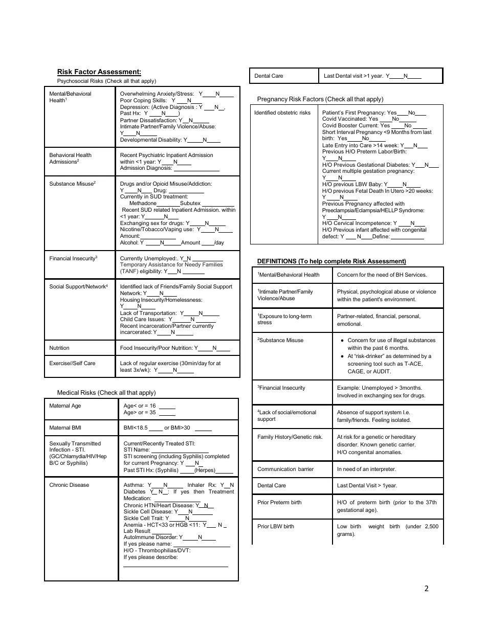 MDH Form 4850 Download Printable PDF or Fill Online Maryland Prenatal Risk Assessment, Maryland