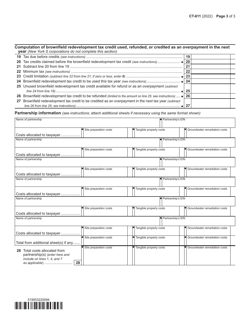 Form CT611 2022 Fill Out, Sign Online and Download Printable PDF, New York Templateroller