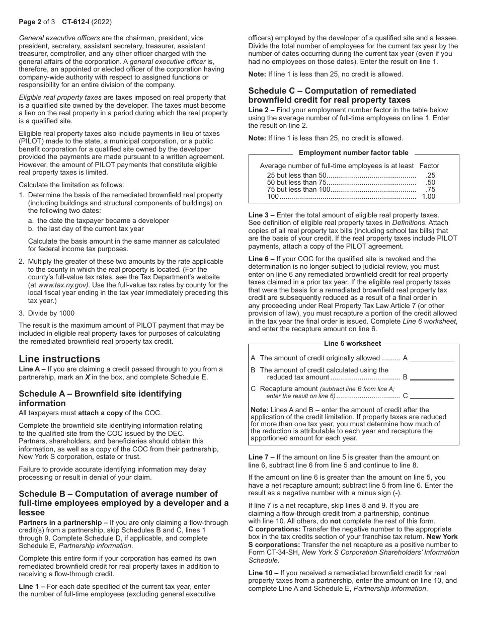 Form CT612 2022 Fill Out, Sign Online and Download Printable PDF, New York Templateroller