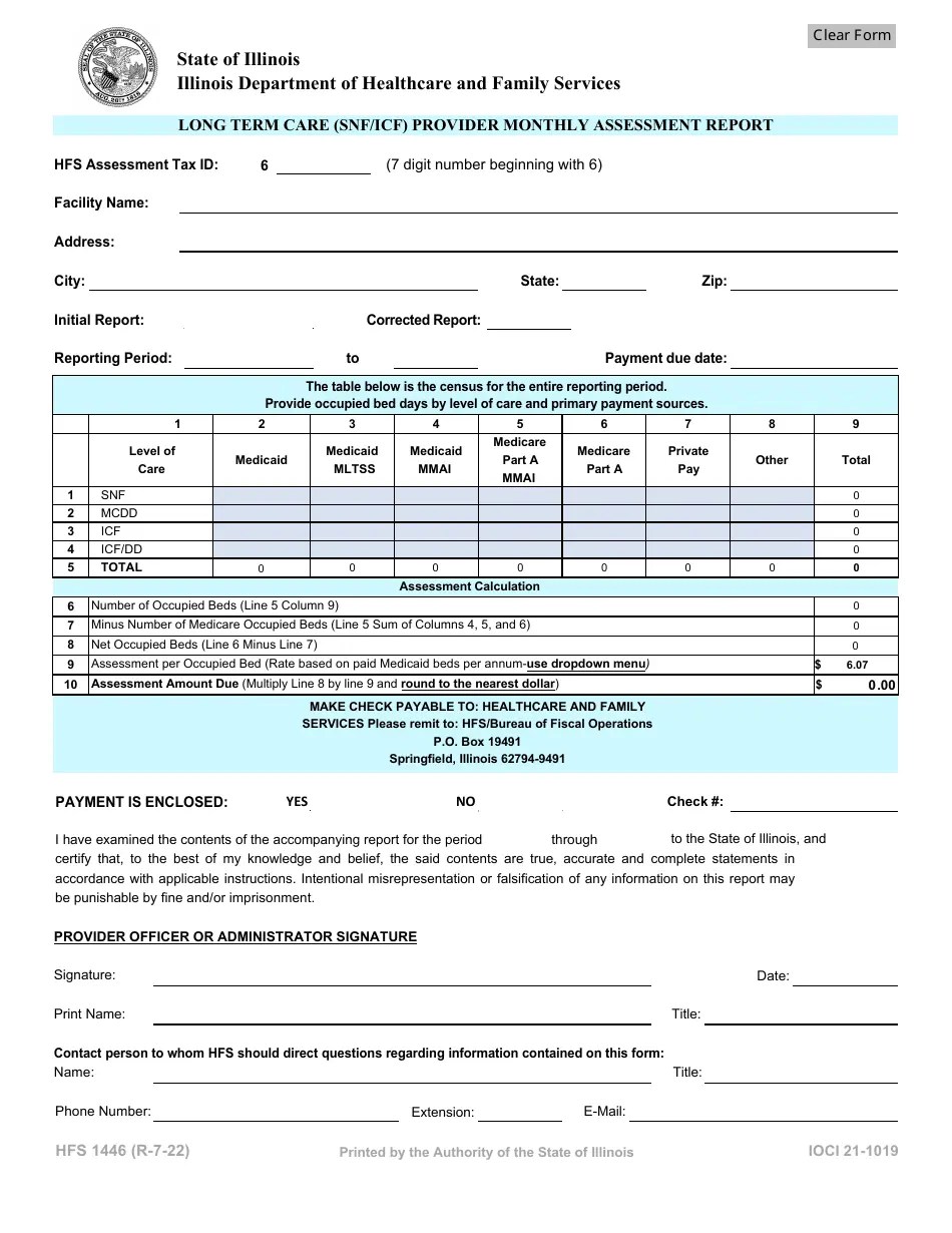 Form HFS1446 Download Fillable PDF or Fill Online Long Term Care (Snf