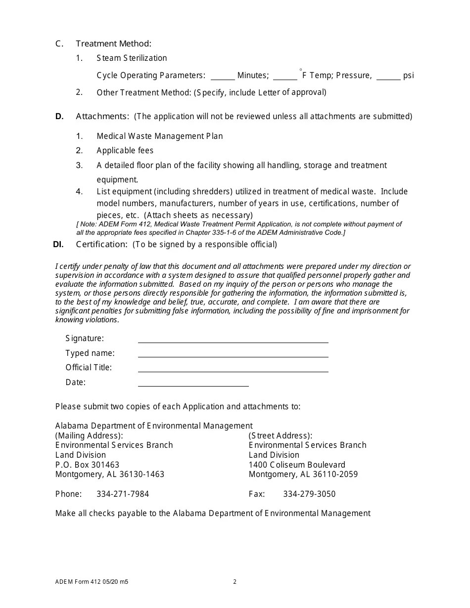 ADEM Form 412 Download Printable PDF or Fill Online Medical Waste