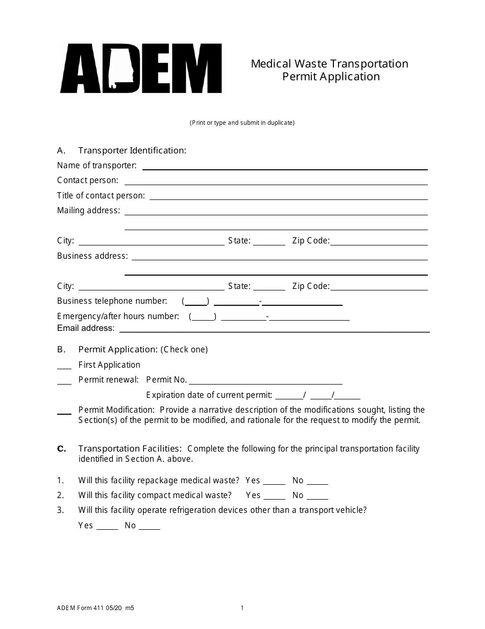 ADEM Form 411 Fill Out, Sign Online and Download Printable PDF