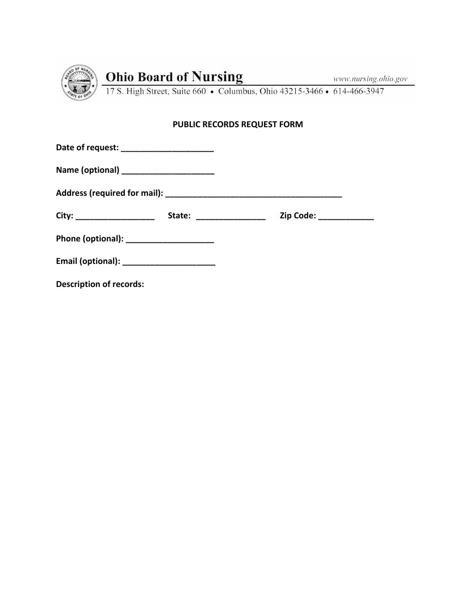 Ohio Public Records Request Form Fill Out, Sign Online and Download