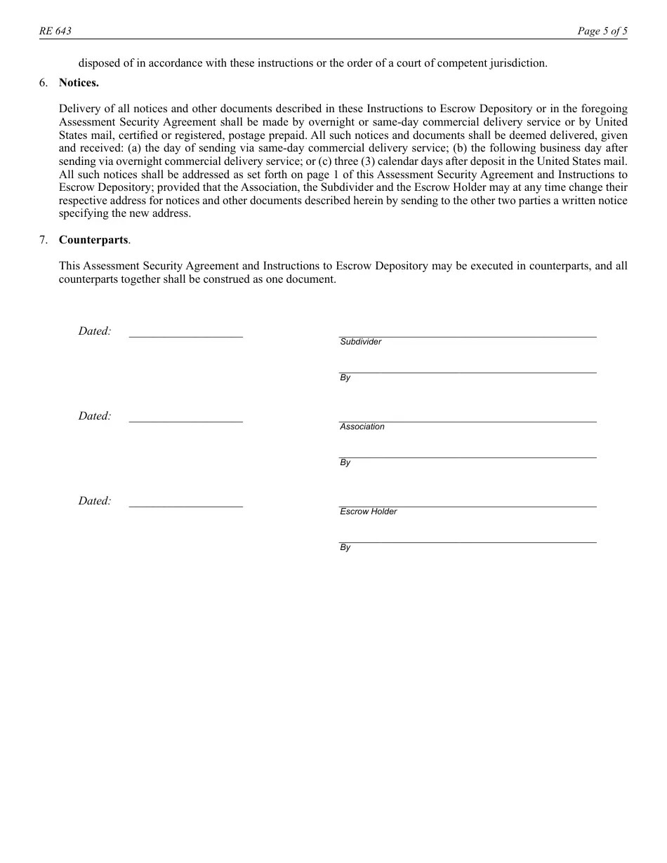 Form RE643 Fill Out, Sign Online and Download Fillable PDF