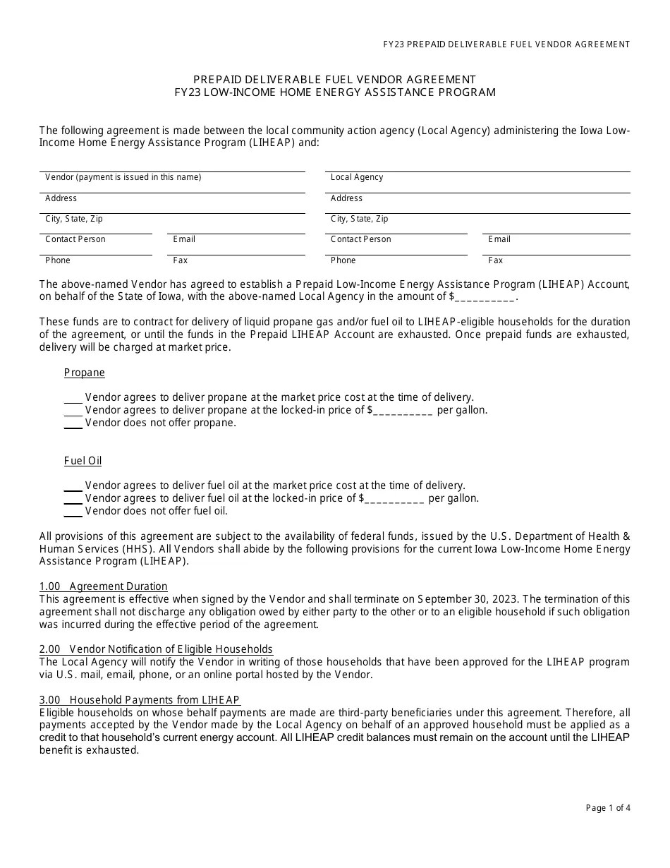 2023 Iowa Prepaid Deliverable Fuel Vendor Agreement Home