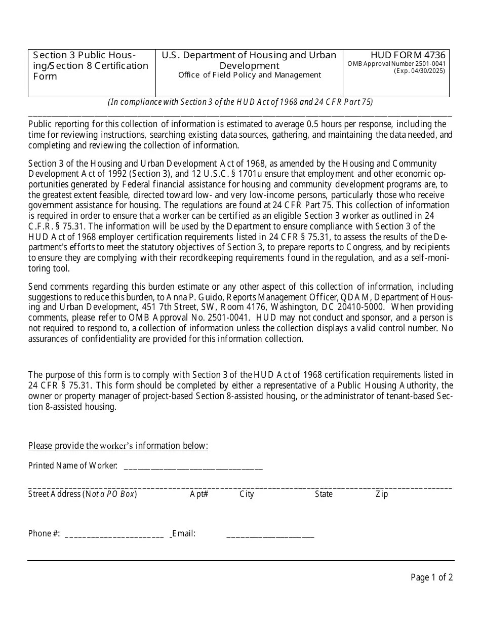 HUD Form 4736 Fill Out, Sign Online and Download Printable PDF