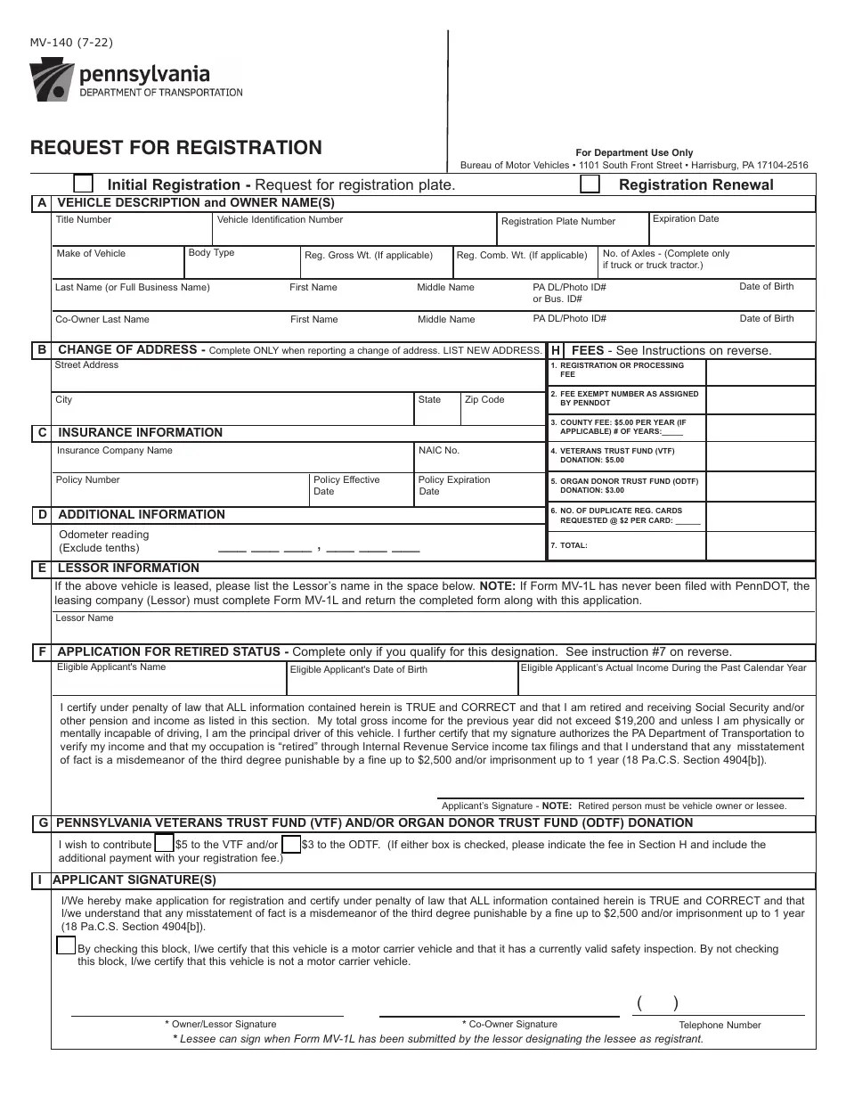 Form MV140 Download Fillable PDF or Fill Online Request for(06)