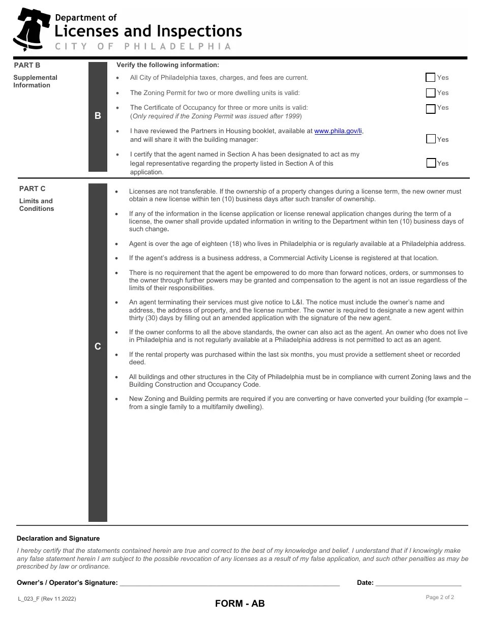 Form AB (L_023_F) Download Fillable PDF or Fill Online Application for