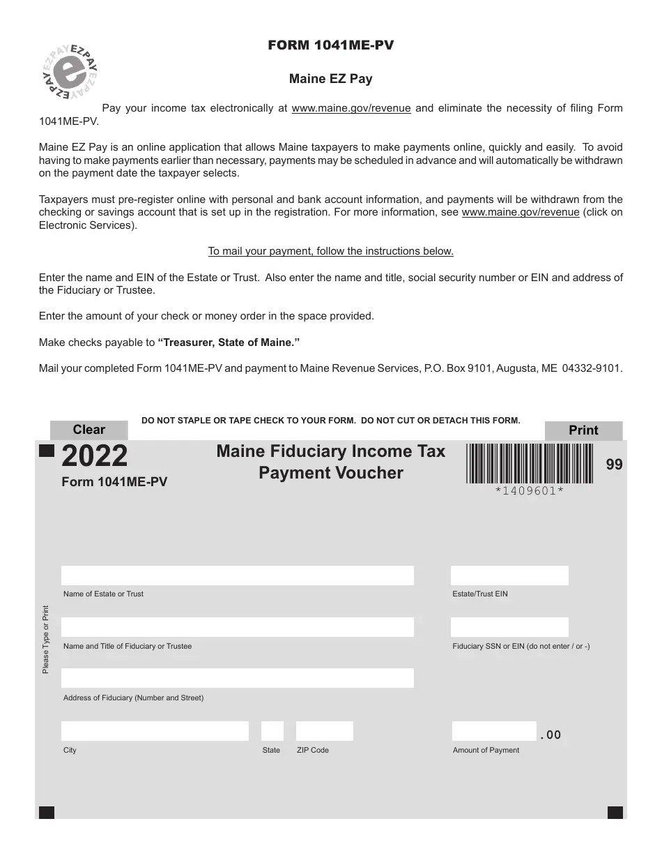 Form 1041MEPV Download Fillable PDF or Fill Online Maine Fiduciary
