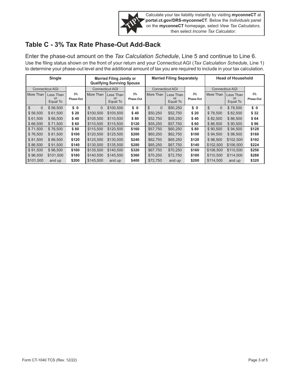 Form CT1040 TCS Download Printable PDF or Fill Online Tax Calculation