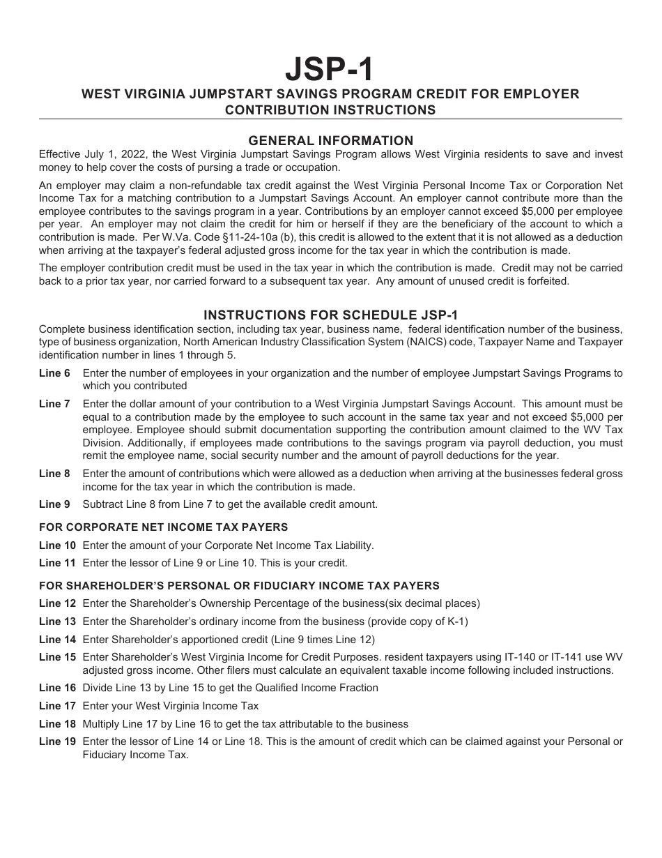 West Virginia West Virginia Jumpstart Savings Program Credit for