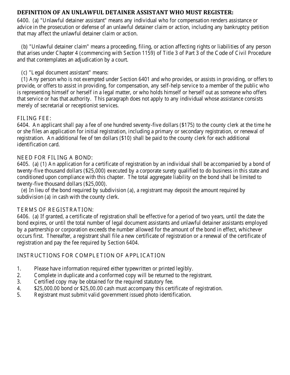 Kern County, California Unlawful Detainer Assistant Registration