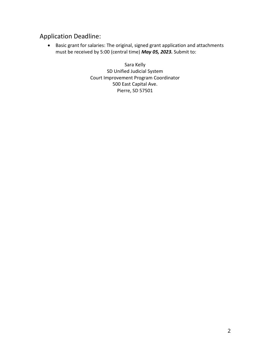 2023 South Dakota Basic Grant Application Court Improvement Program