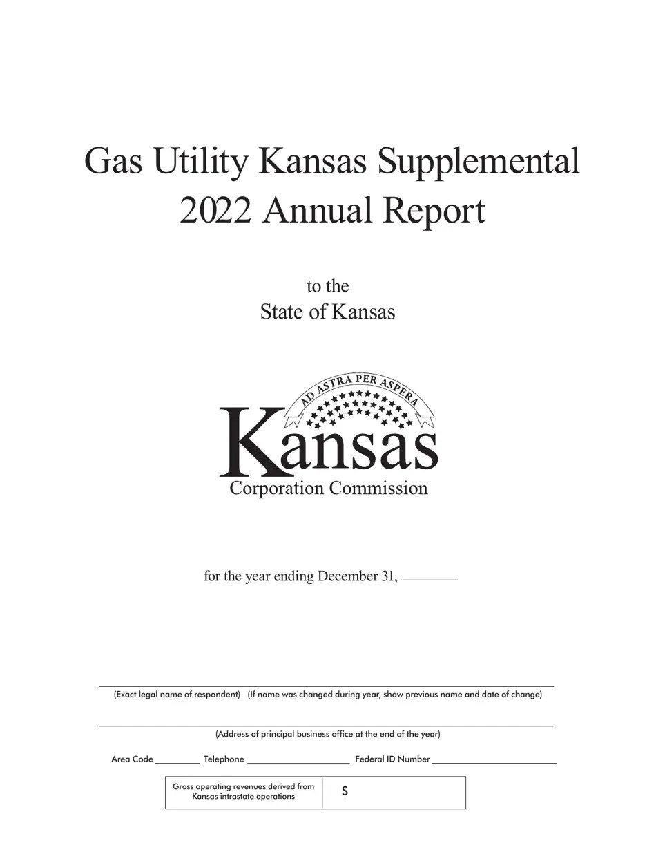 2022 Kansas Gas Utility Kansas Supplemental Annual Report Cover Sheet