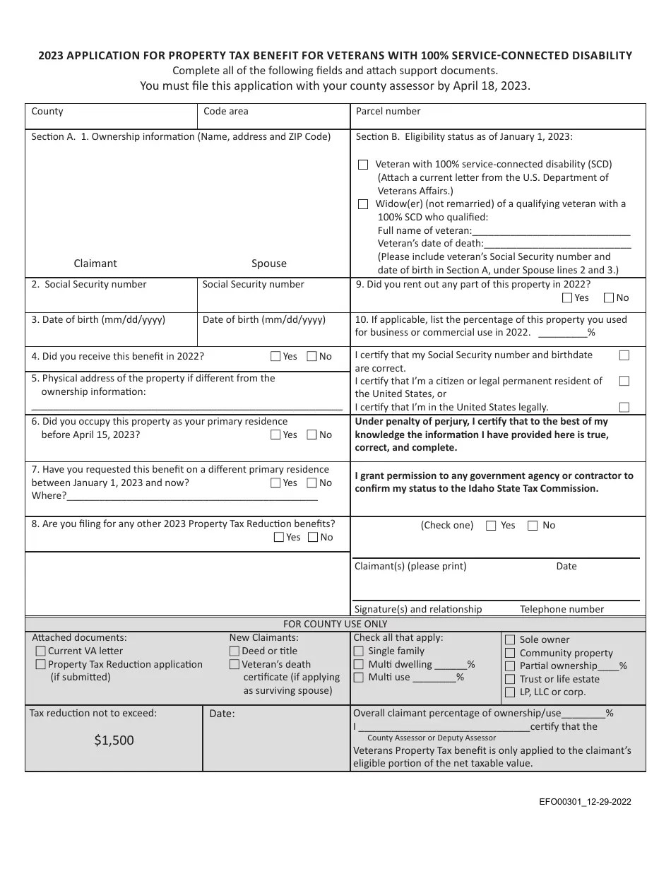Form EFO00301 2023 Fill Out, Sign Online and Download Printable PDF