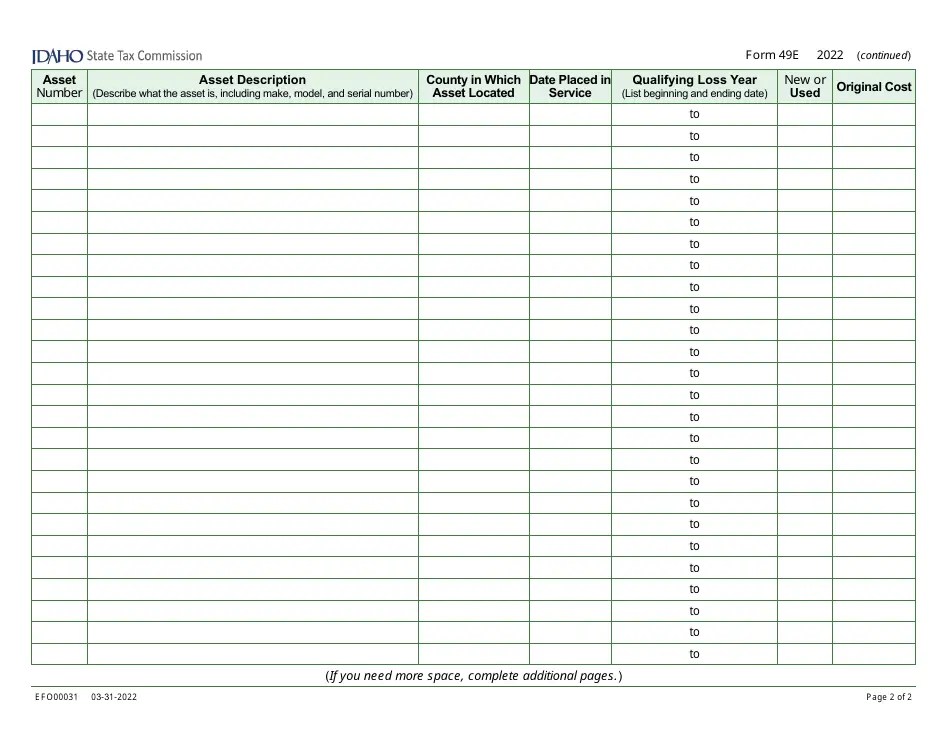 Form 49E (EFO00031) 2022 Fill Out, Sign Online and Download