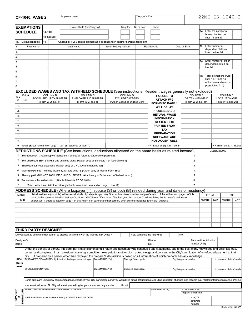 Form GR1040PR 2022 Fill Out, Sign Online and Download Printable PDF, City of Grand Rapids