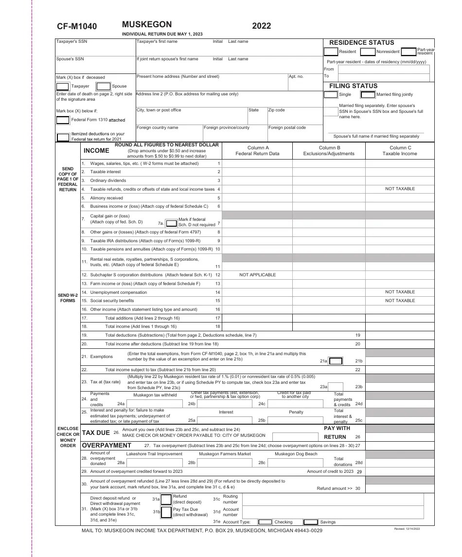 Form M1040 2022 Fill Out, Sign Online and Download Fillable PDF